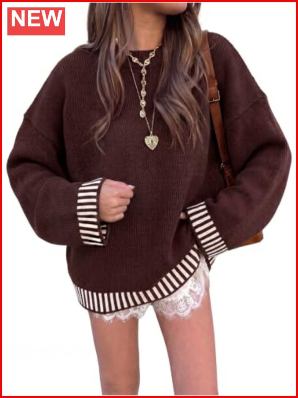 Oversized Striped Patchwork Long Sleeve Sweater Pullover